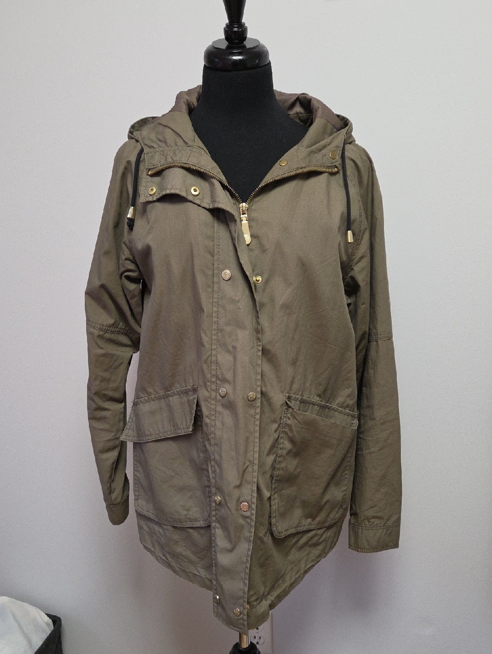 Vince Camuto Olive Brown Hooded Jacket